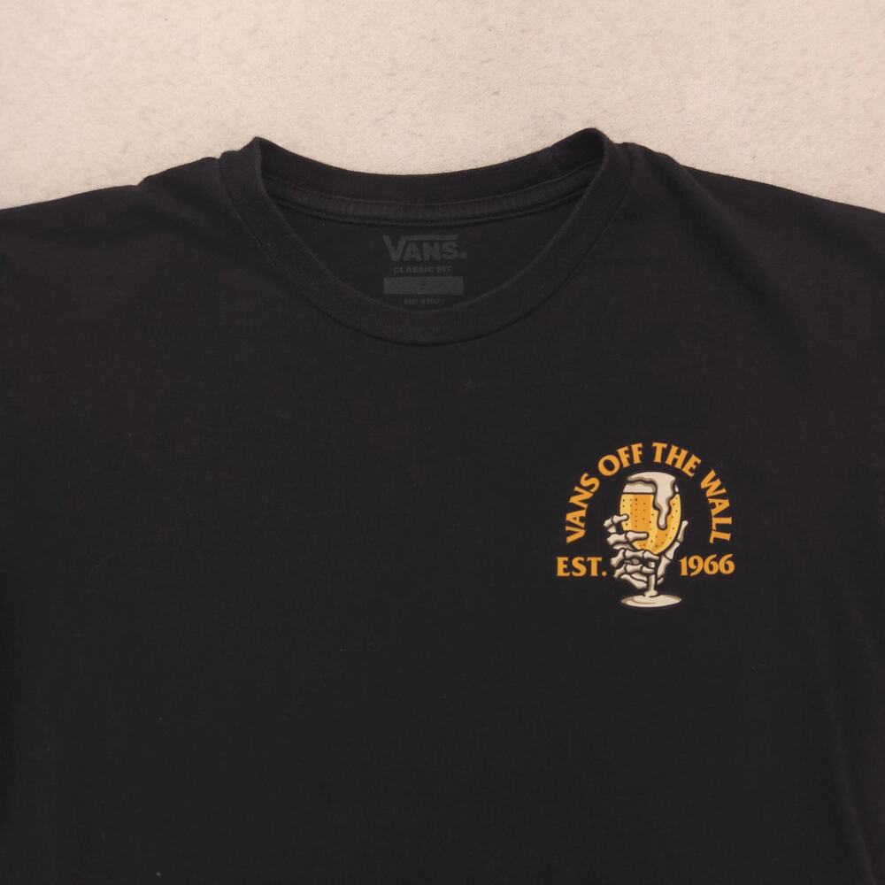 Vans Off the Wall Casual Crew Neck Graphic Shirt Mens Size Small S Black 16099